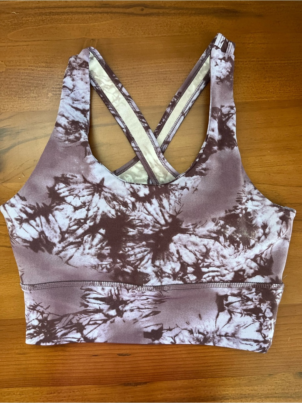 Purple Longline Tie-Dye Sports Bra with Padding
